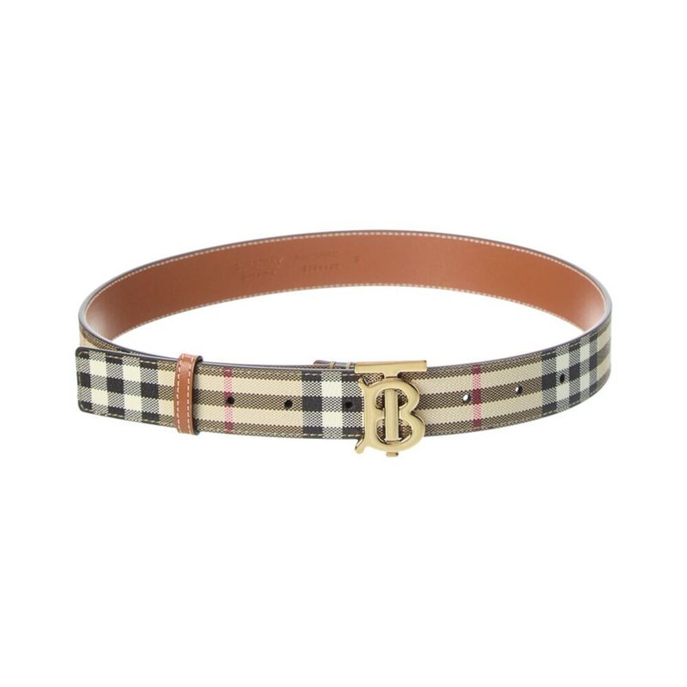 Burberry Check Tb E-Canvas & Leather Belt